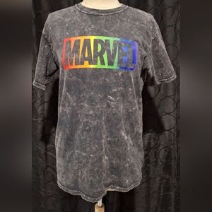 Marvel Gray T-Shirt with Rainbow Logo